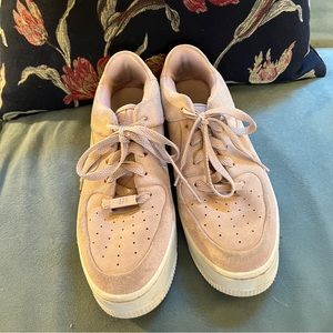 Nike pink suede platformed AF1